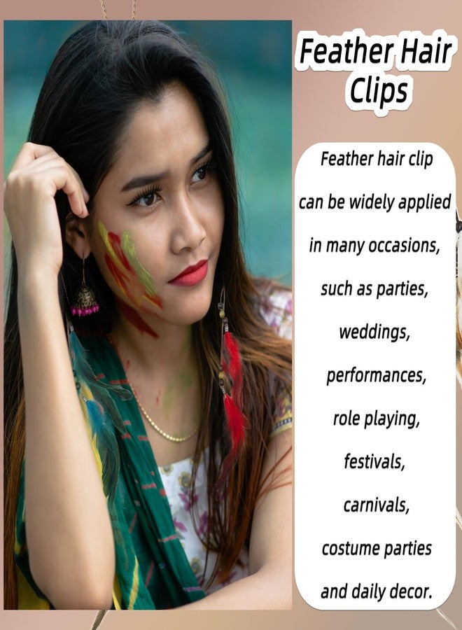 TACOLO Natural Handmade Colorful Boho Hair Clips, 13 Inch Vintage Feather Extensions for Decor, Party Theme, and DIY Accessories - Image 5